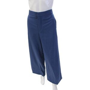 Chloe Womens Wool High-Waisted Zippered Wide-Leg Dress Pants Blue Size 36